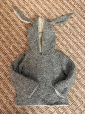 Oeuf Light Gray double knit bunny hoodie
